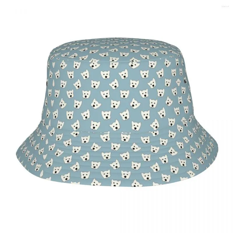 Bérets Mini Westie motif seau chapeau femmes hommes unisexe mode West Highland blanc Terrier chien été pêcheur casquette