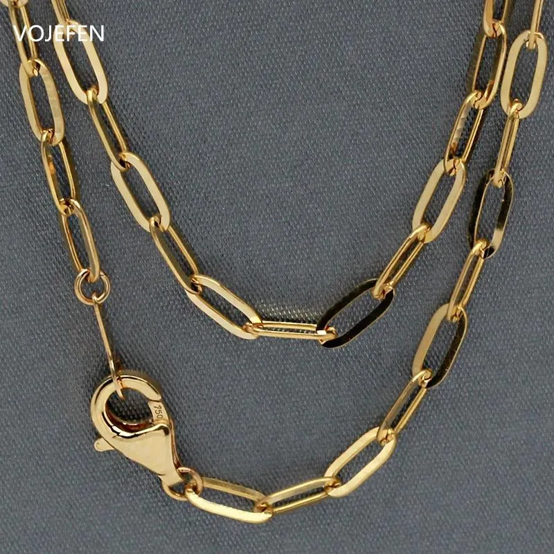 Kettingen VOJEFEN 18k gouden damesketting origineel AU750 lange link mannelijke choker luxe sieraden grote nek mode kettingen groothandel