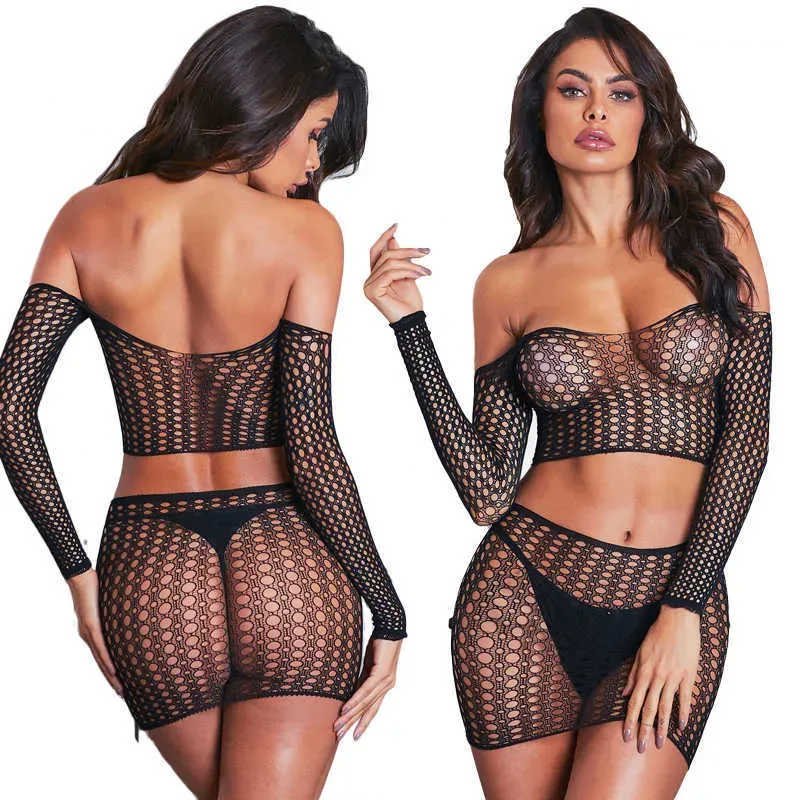 Mulheres lingerie por atacado em massa veja através de pura malha femme fishnet mulheres fishnets sexy quente transparente duas peças conjunto