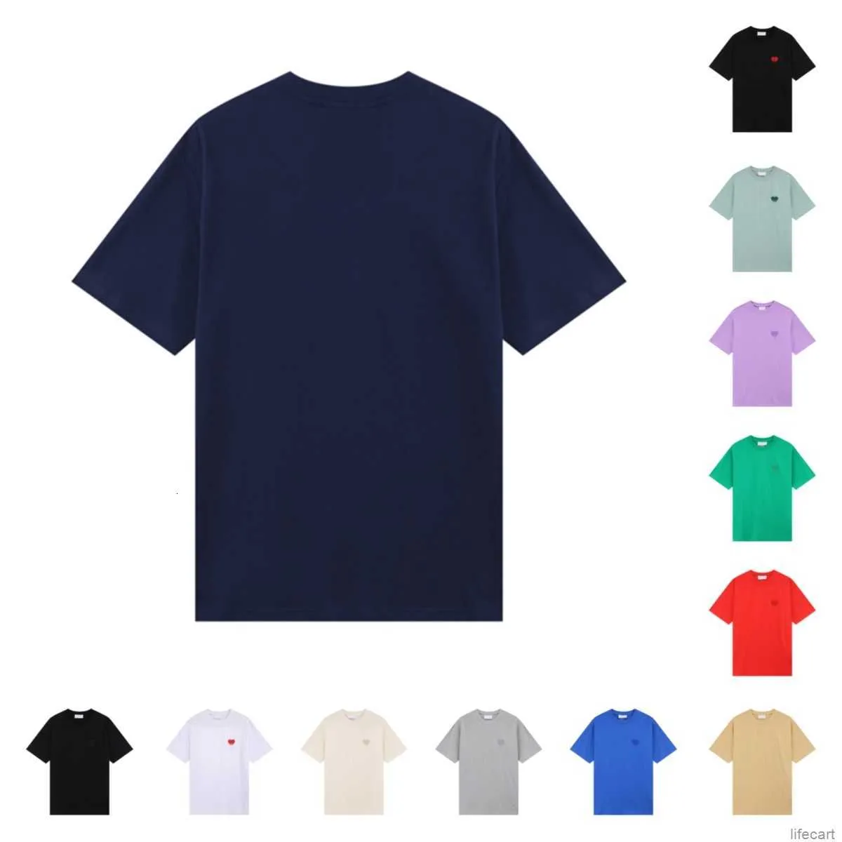 Herren-T-Shirt Amis De Coeur T-Shirts Kurzarmhemden Herren-Designer-Top Frankreich Mode gesticktes Herzmuster Rundhals-Paris-T-Shirt HU85