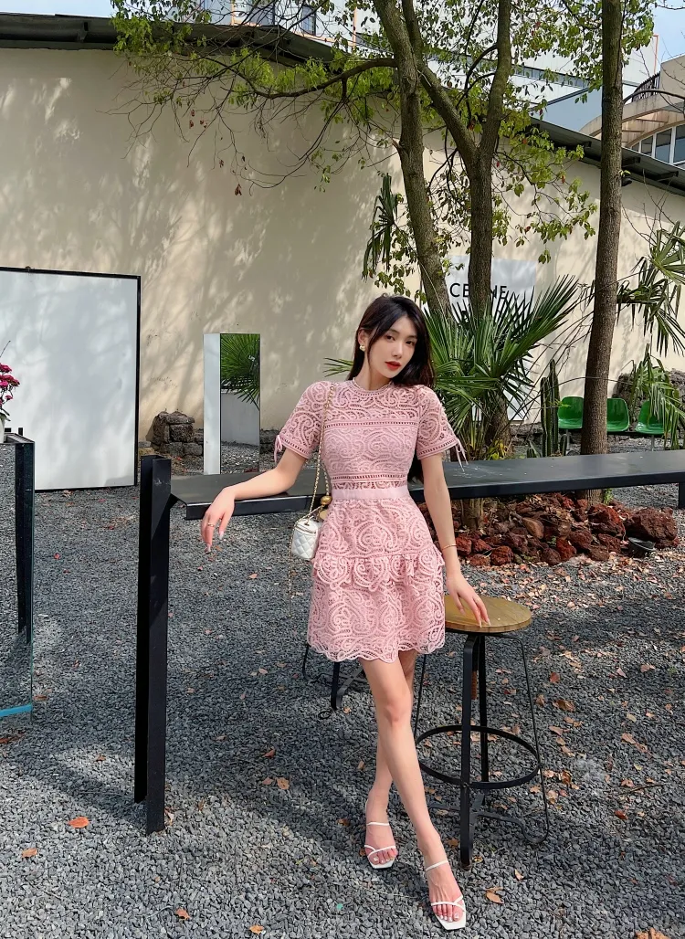 Casual Dresses S-elf-Portrait Blue Abstract Guipure Lace Midi Dress New Casual Dresses S-elf-Portrait Blue Abstract Guipure Lace Midi Dress New