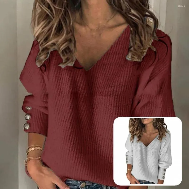Blusas de mujer Excelentes 6 colores con cuello en V Moda de invierno Suéteres sólidos para mujer Ropa de dama para blusa de suéter de estudiante
