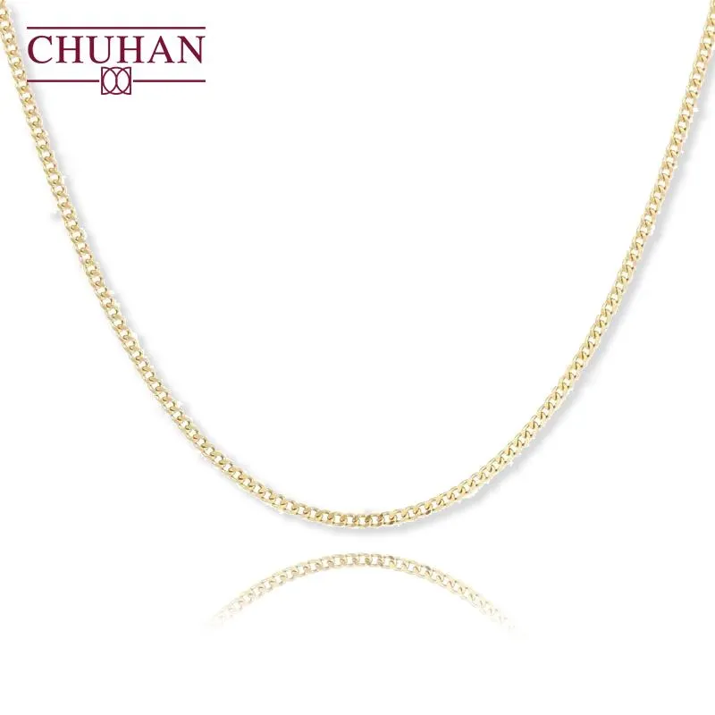 Necklaces CHUHAN Real 18K Gold Cuban Choker Necklace AU750 Strong Gloss and Good Texture Clavicle Chain Luxury Jewelry for Women