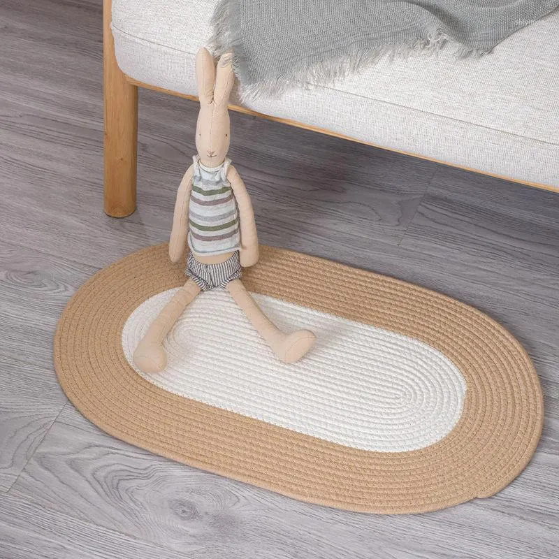 Teppiche Baumwolle Patchwork handgewebte Teppiche Japan Stil Fußmatte Schlafzimmer Matte Nachttisch Eingang Fußmatten Teppich Home Decor