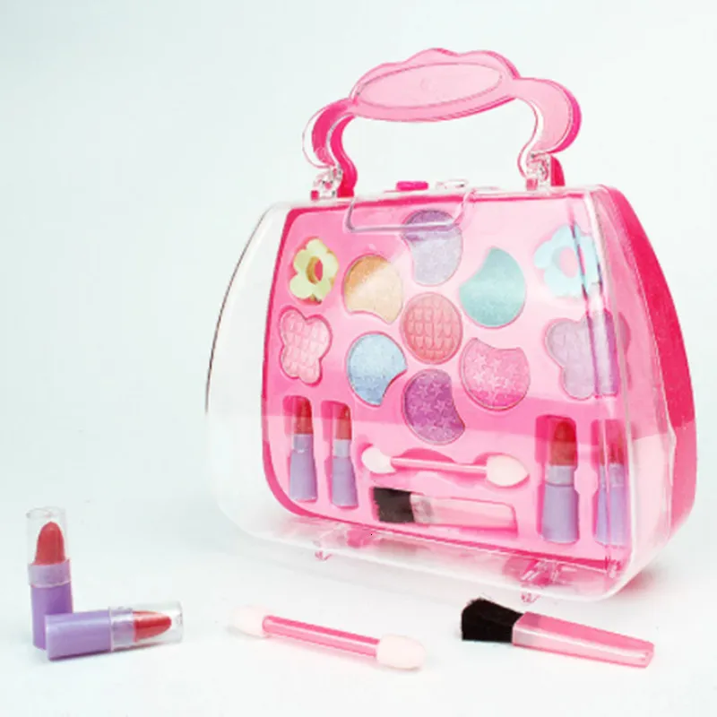 Skönhet Fashion Pink Girl Makeup Box Set Eyeshadow Palette Toy Children Spela hus leksak säkert och ofarligt makeup prinsessa gåva 230520