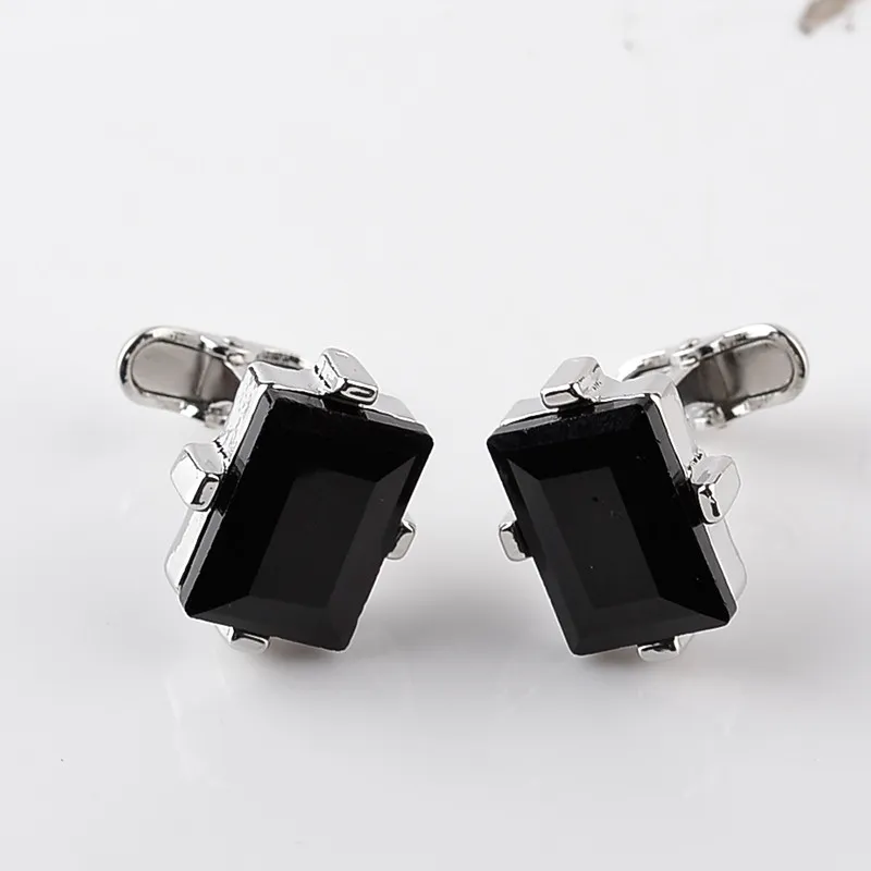 Design moderne gros boutons de manchette en cristal de luxe noir boutons de bras courbes pour hommes chemise d'affaires bouton de manchette français bijoux de mariage