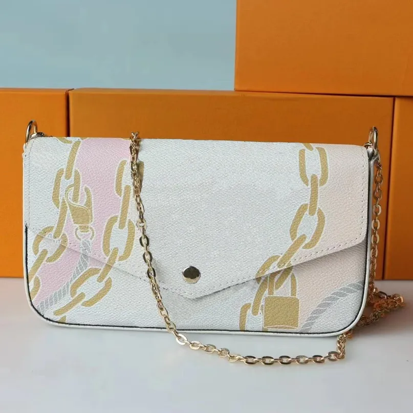 Moda omuz çantası kadın crossbody çanta klasik beyaz dama tahtası baskılı tasarım üç parçalı çanta