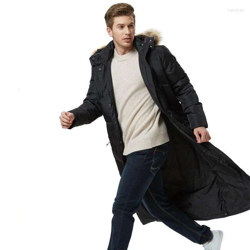 Men's Down White Duck Jacket Korean Winter With Fur Collar Coat Warm Parka