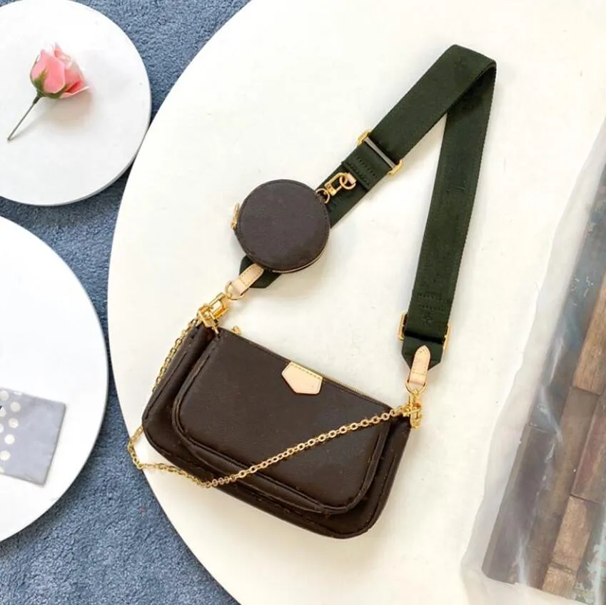 Bolsa feminina de designer de luxo, caixa original, bolsa de data, bolsa de couro, bolsa de ombro feminina, clutch três em um