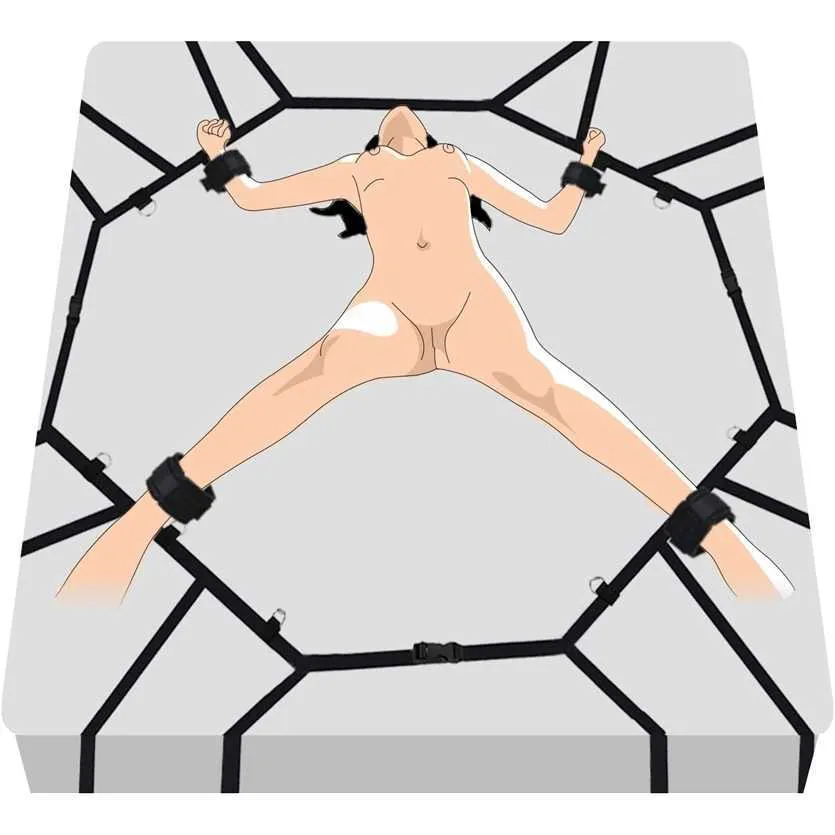 Juego de funda de cama Bond Set Súper fácil de instalar Correa de hombro ajustable Juguete sexual con puños de tobillo Adecuado para juegos divertidos de parejas adultas y femeninas
