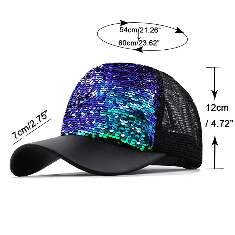 Summer Women Baseball Caps Sequins Mesh Cap Fashion Adjustable Shade Hats Snapback Hat Outdoor Sports Gorras