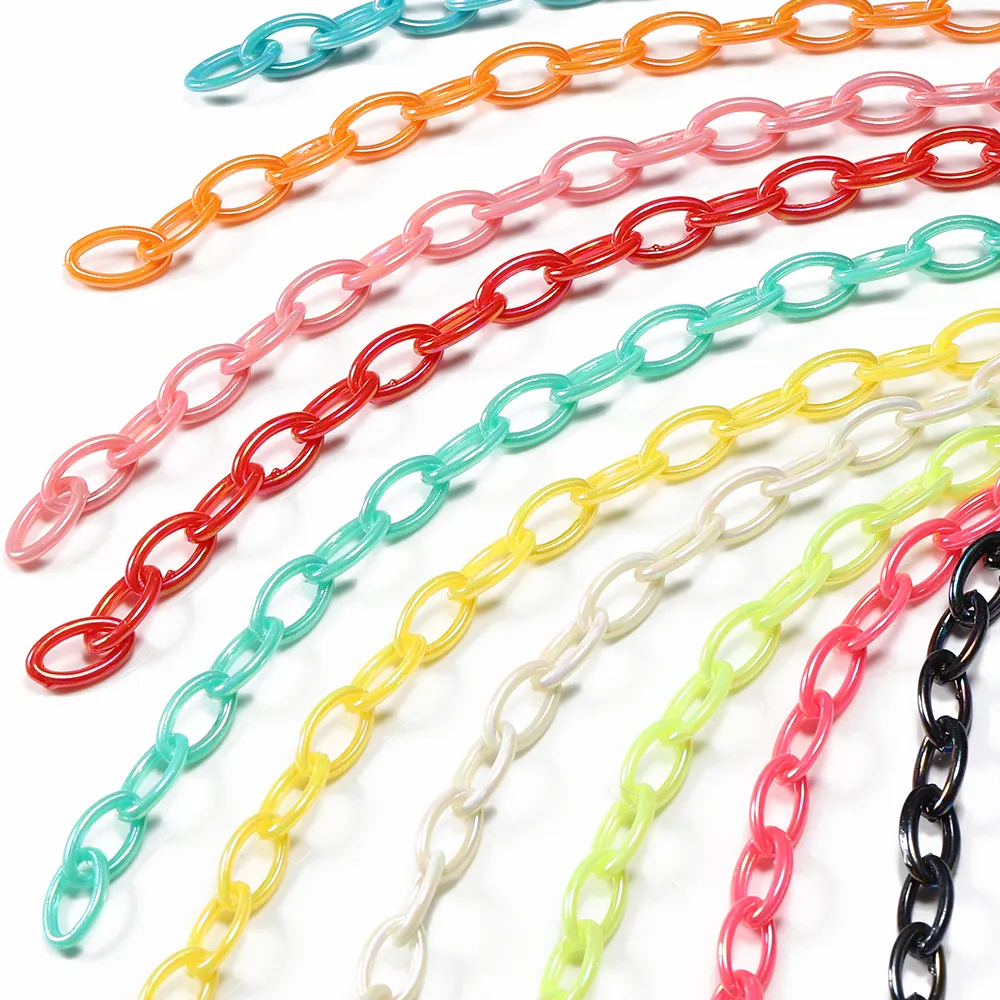 10 pz 50 cm Acrilico Catena a maglia Chiusura in plastica Portachiavi Occhiali Catena Collana Bracciale Catene Componenti per creazione di gioielli fai da te