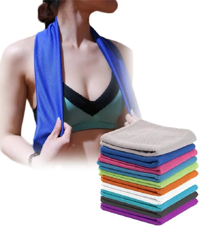 Serviettes froides fraîches pour le cou Serviette de glace en microfibre Serviette douce et respirante pour le sport, le yoga, le golf, la gym, le camping, la course à pied