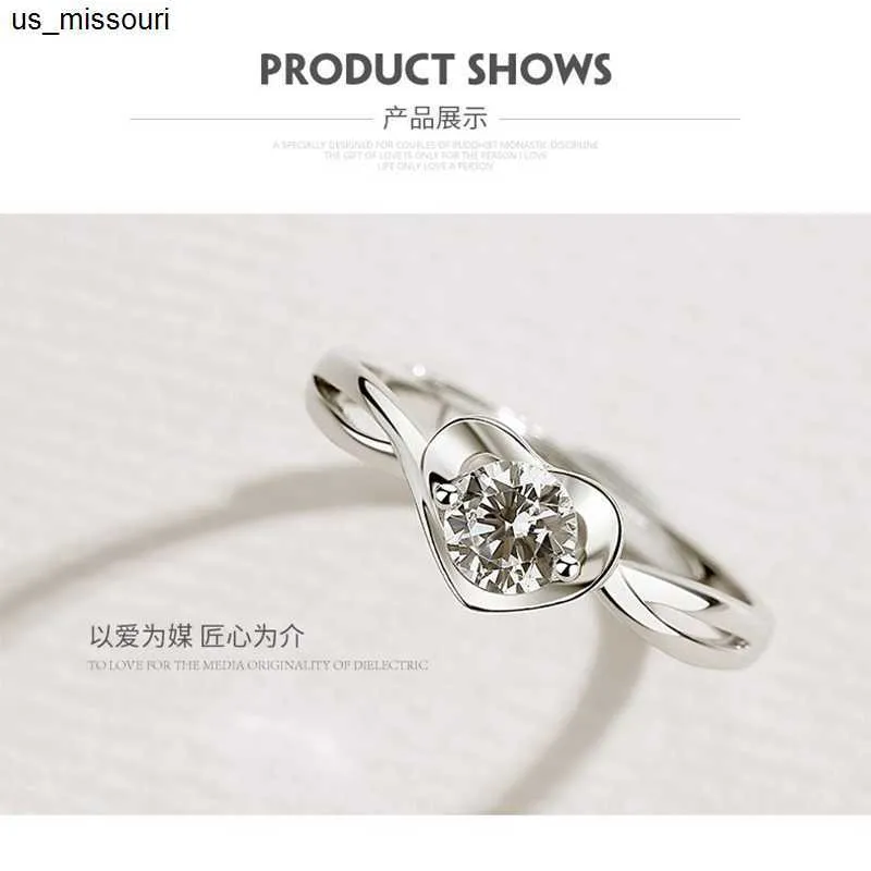 Anéis de banda S925 Sterling Silver Ring requintado jóias anel de coração proposta de confissão anel de imitação de jóias de diamante j0522