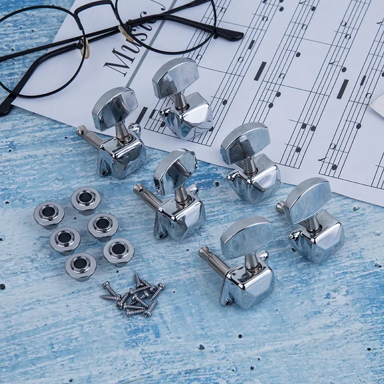 6 pièces L/R guitare acoustique Machine tête boutons guitare Folk cordes Tuning chevilles accordeur