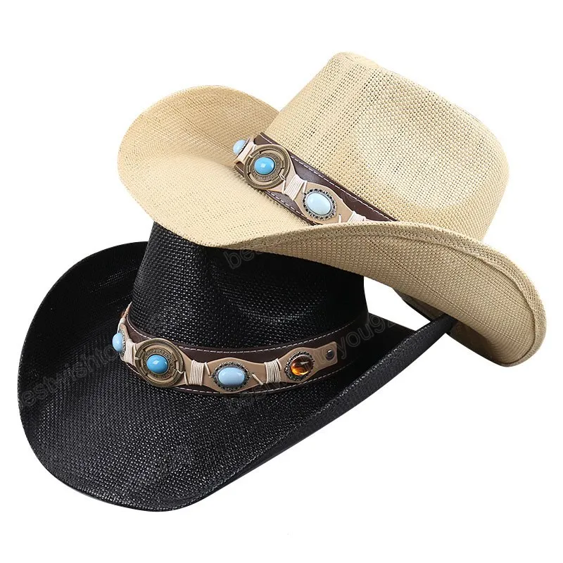 100% Papier Western Cowboy Chapeau pour Hommes Femmes Gentleman Cowgirl Jazz Chapeau D'été Plage Soleil Chapeaux Sombrero Hombre