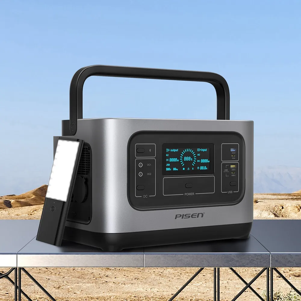 Pisen centrale de camping en plein air 1000W 230V 50Hz nouvelle énergie portable lifepo4 systèmes de stockage de batterie au lithium avec panneau solaire