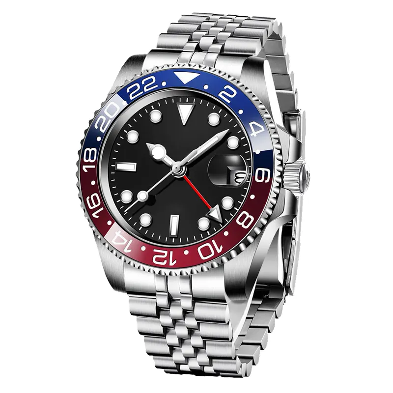 Mens Automatic GMT Watch Stainless Steel, Sapphire Crystal