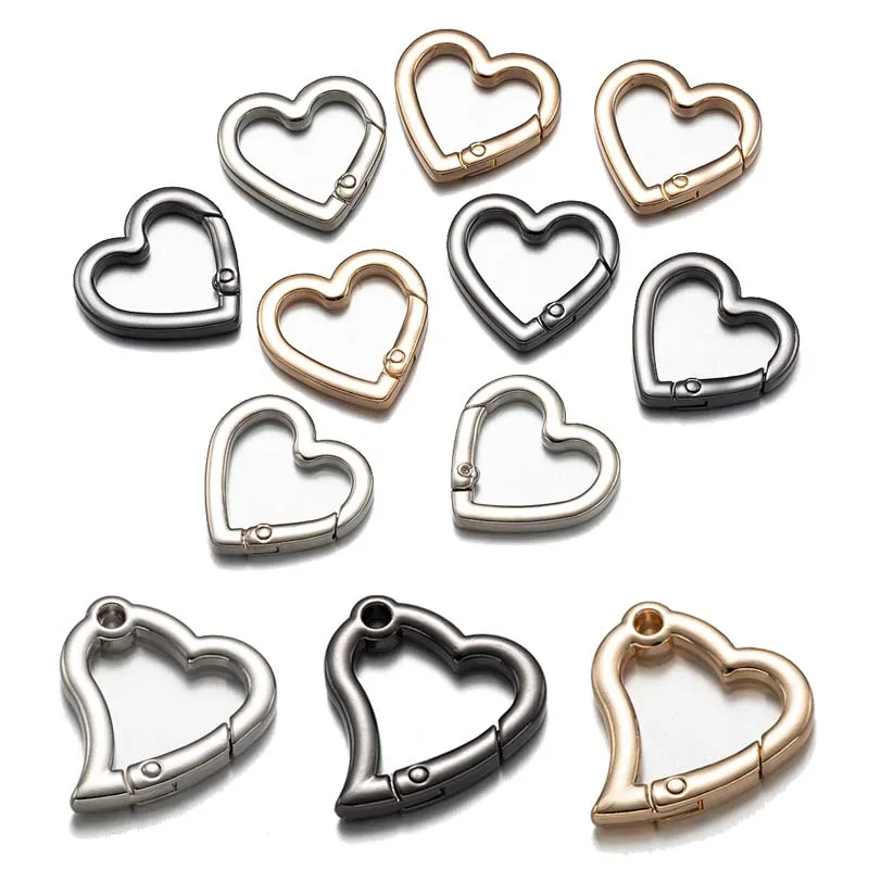 5pcs Heart Snap Ganch Clipe Faronector Cabinho do conector para o suporte de chave DIY Keychain Jewelry Making Handbag Craft Acessórios