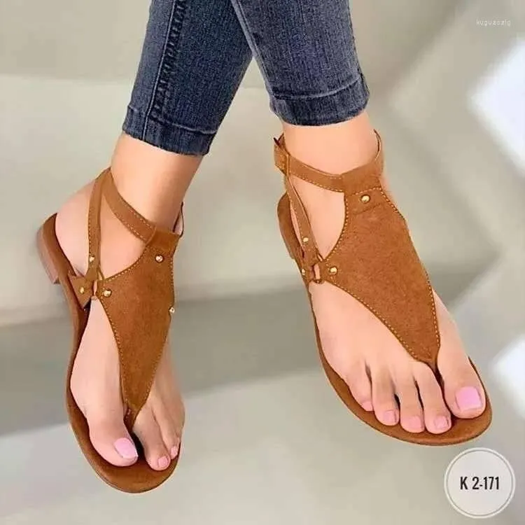 Sandaler Kvinnor Summer Flat Bottom Bohemian Clip Toe Open European and American Wind