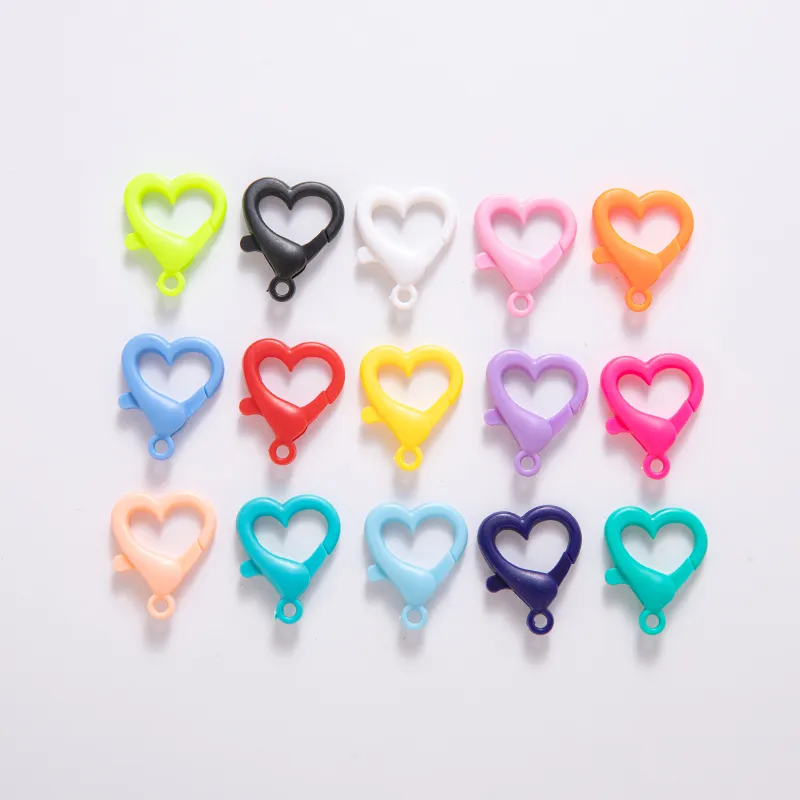 20st/Lot Mixed Heart Plastic Lobster Clasp Hook Keychain End Connectors For Craft Smycken Making DIY Chain Accessories Findings Findings