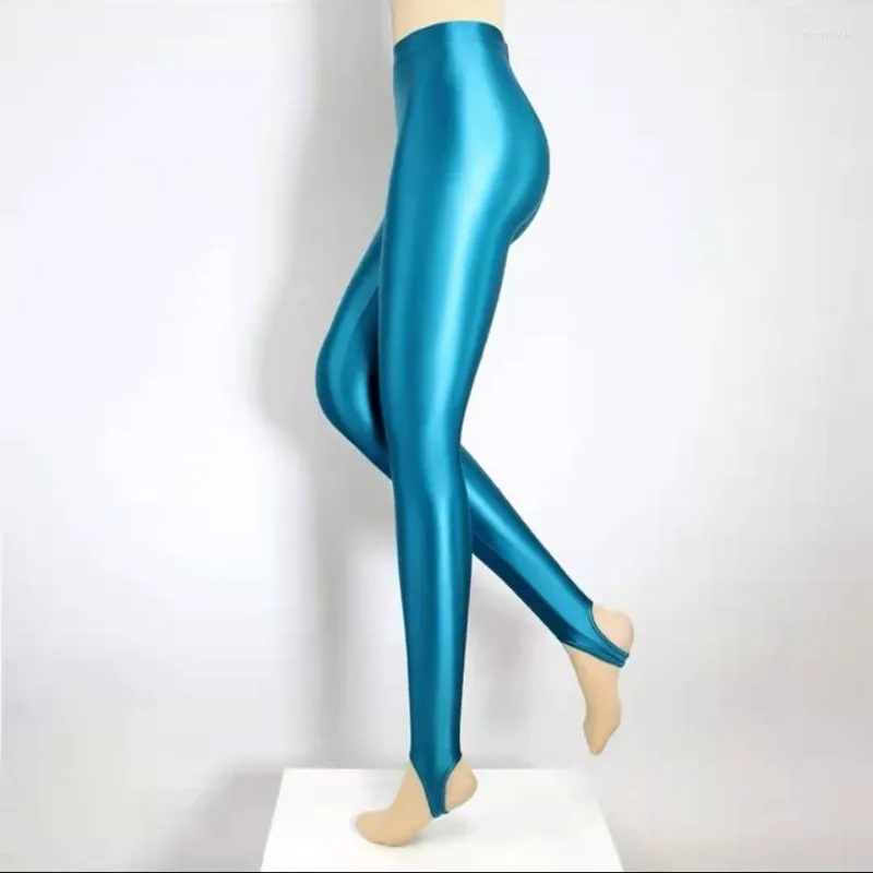 Aktif Pantolon Parlak Taytlar Parlak Yüksek Bel Elastik Adım Yaya Tasarlarında Seksi Yoga Spor Kadınları Fitness Moda Egzersiz Pantolon