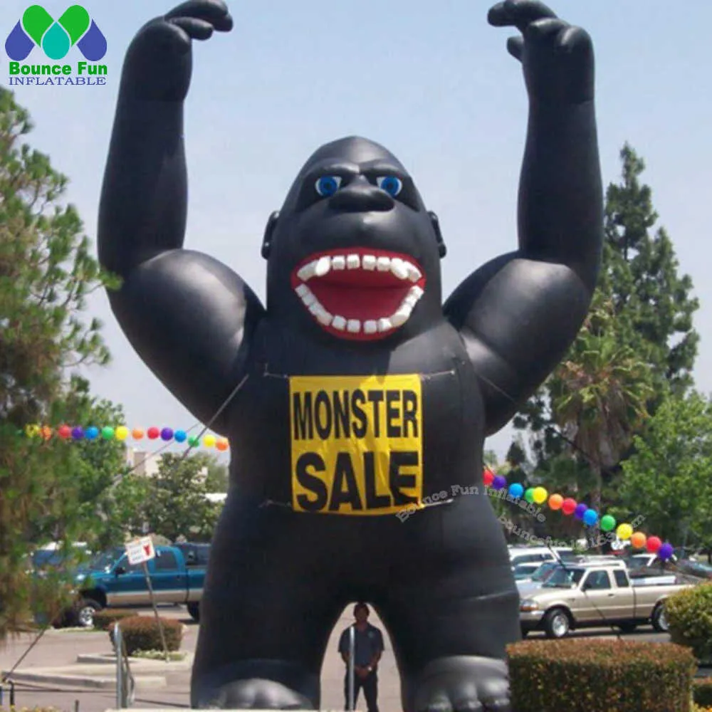 Gorilla gonfiabile nera gigante pubblicitario con velo d'aria Kingkong Mascot Promotional Animal Model Collector Toys