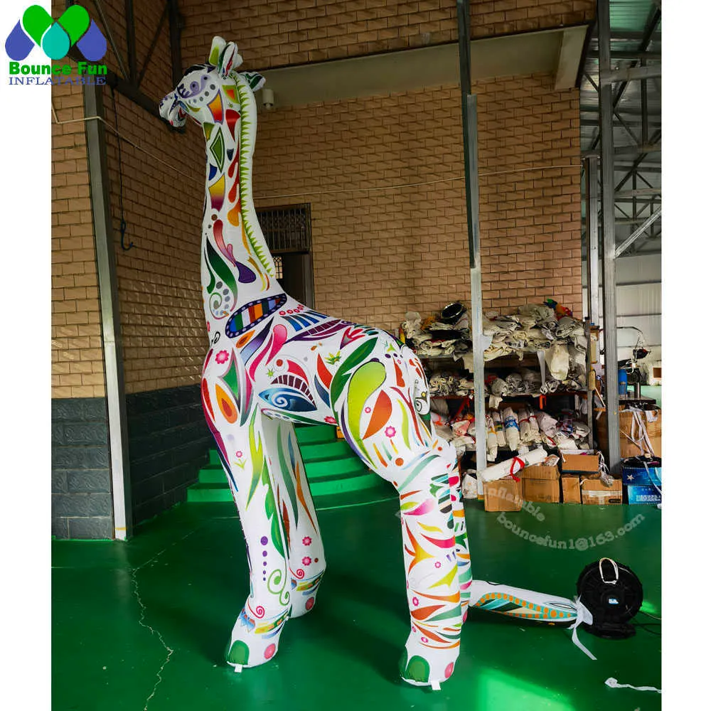무료 배송 3m/10 피트 화려한 거대한 팽창 식 기린 광고 동물 장난감 만화 동물 야외 장식 서커스 이벤트를위한 동물 장난감 만화