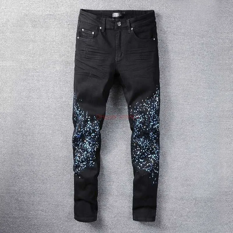 Paint splatter jeans designer hot sale