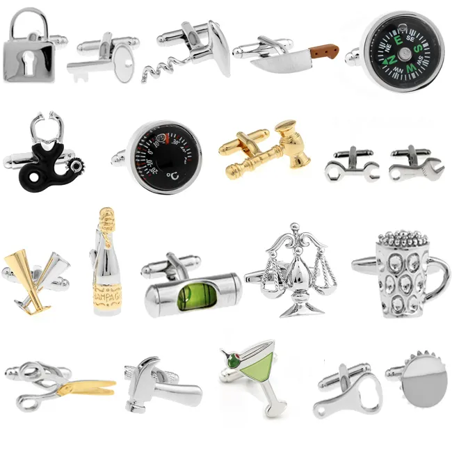 Nieuwe fabrieksprijs Retail Heren Cufflinks Copper Materiaal Tools Design Fashion Cuff Links Gratis verzending