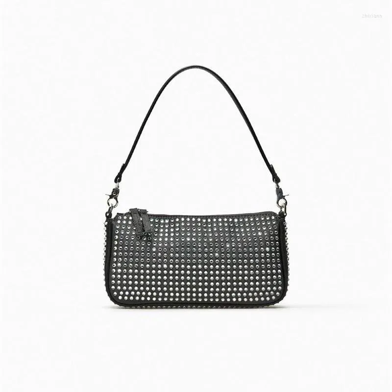 Evening Bags Black Women Shoulder Bag Fashion Diamonds Armpit Rhinestone Crossbody For Handbags Designer Ladies Clutch