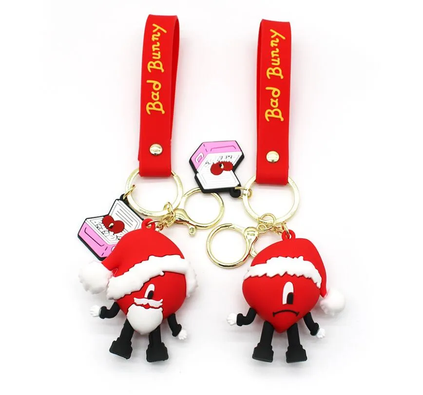 Мода Kawaii Red Heart Rabbit PVC Клавички 3D Car рюкзак для собак Ключ Кольцо Кольцо Крафт Подарочные ключики Оптовые