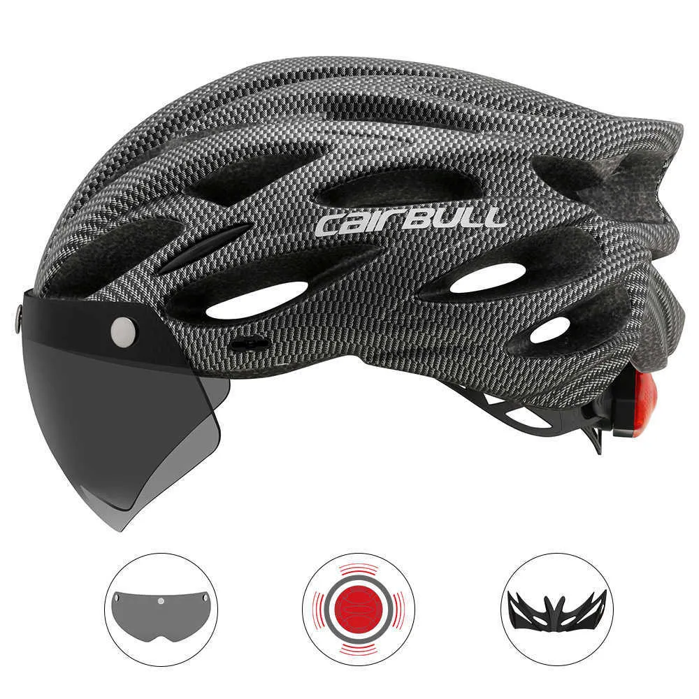 Cycling Helmets Ultra light bicycle safety helmet outdoor motorcycle tail light helmet with detachable laminated magnetic goggles P230522