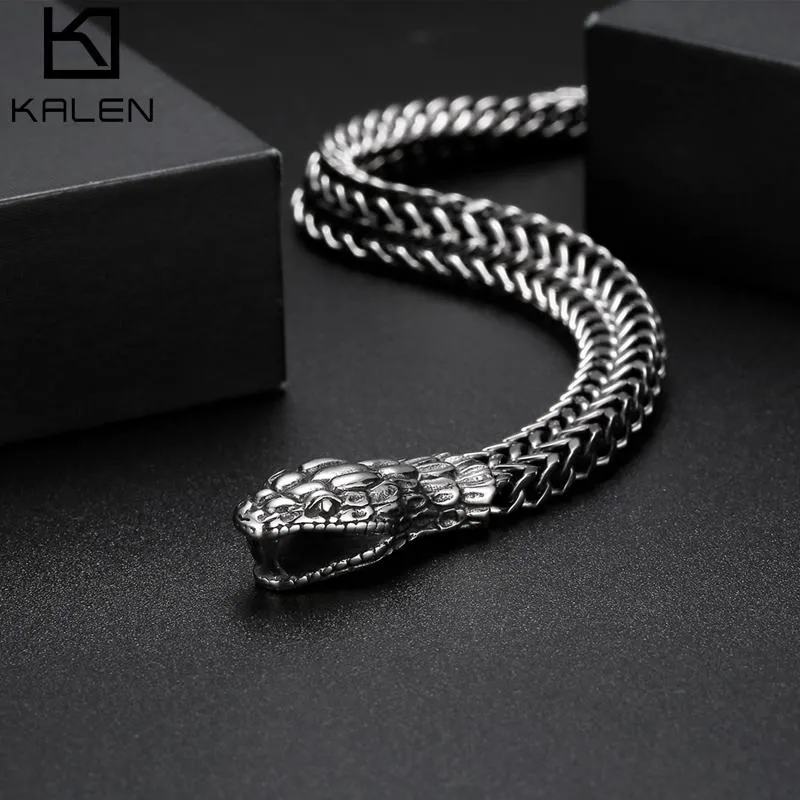 Braccialetti rigidi per uomo Punk Goth Braccialetti serpente Esagerato Vintage Silver Charm Bangle Hip Hop Party Gift Jewelry Mujer Bijoux