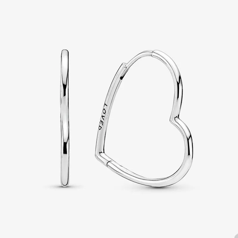 Big Heart Hoop Earrings for Pandora Authentic Sterling Silver Wedding Party Jewelry designer Earring Set For Women Girlfriend Gift Luxury earring with Original Box