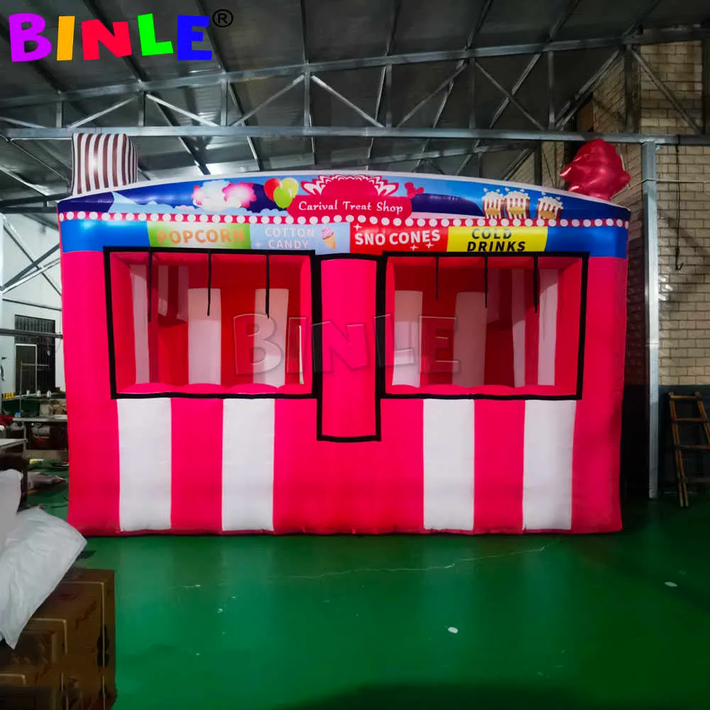 In Stock 4m Outdoor Business Inflatable Concession Stand With 2 Windows Fun Foods Booth Icecream Carnival Treat Shop For Sale