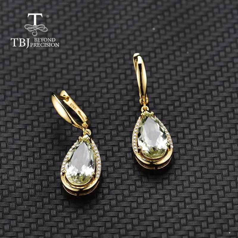 Knot TBJ Natural prasiolite green amethyst mix gemstone clasp Earring 925 Sterling Silver Fine Jewelry For party best valentine box