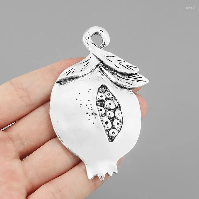 Pendentif colliers 2 pièces tibétain argent grand créatif grenade fruits nourriture breloques pour collier à faire soi-même fabrication de bijoux fournitures