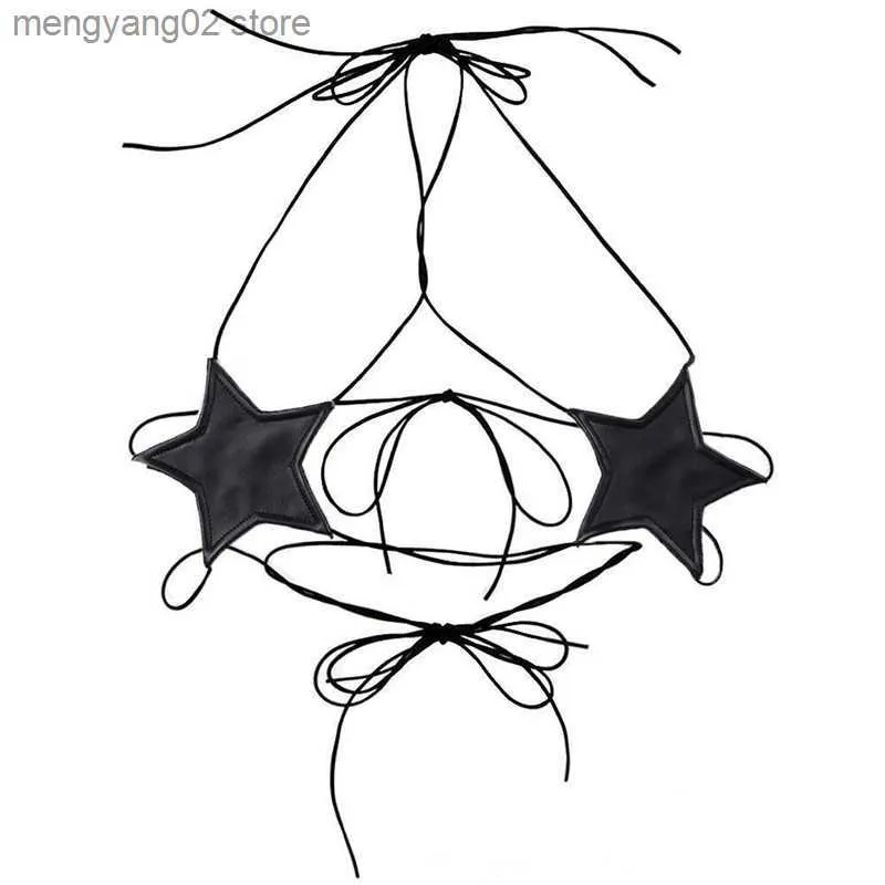 Bras Holography Pentagram Bantage Tops Tops Halter Backless Star Bra Bustier Hollow Out рукаворная одежда для женщин T230522