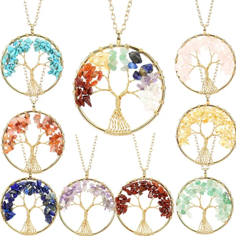AD Beads Natural Gemstone Flower Heart Pendant - Clear Crystal, Reiki Chakra Charm Bead