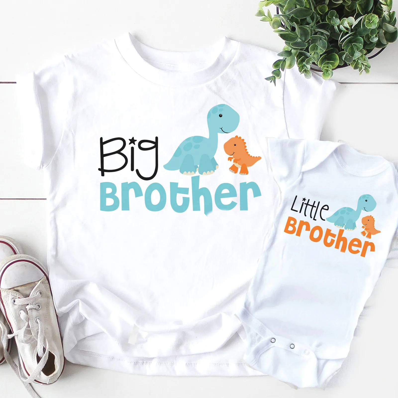 Passende Familien-Outfits, 1 Stück, großer Bruder, kleiner Bruder, Geschwister, passende Hemden, personalisierte Dinosaurier-Oberteile, großer Bruder, kleiner Bruder, passende Outfits 230522