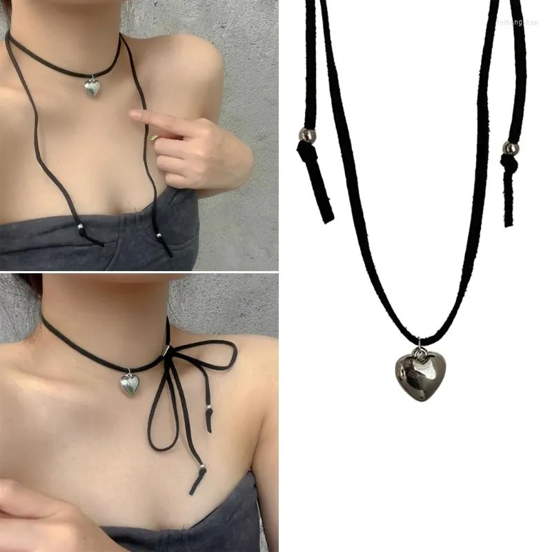 Korean Fashion Black Rope Leather Necklace With Pendant With Adjustable  Metal Love Heart For Women From Taihangshan, $11.55