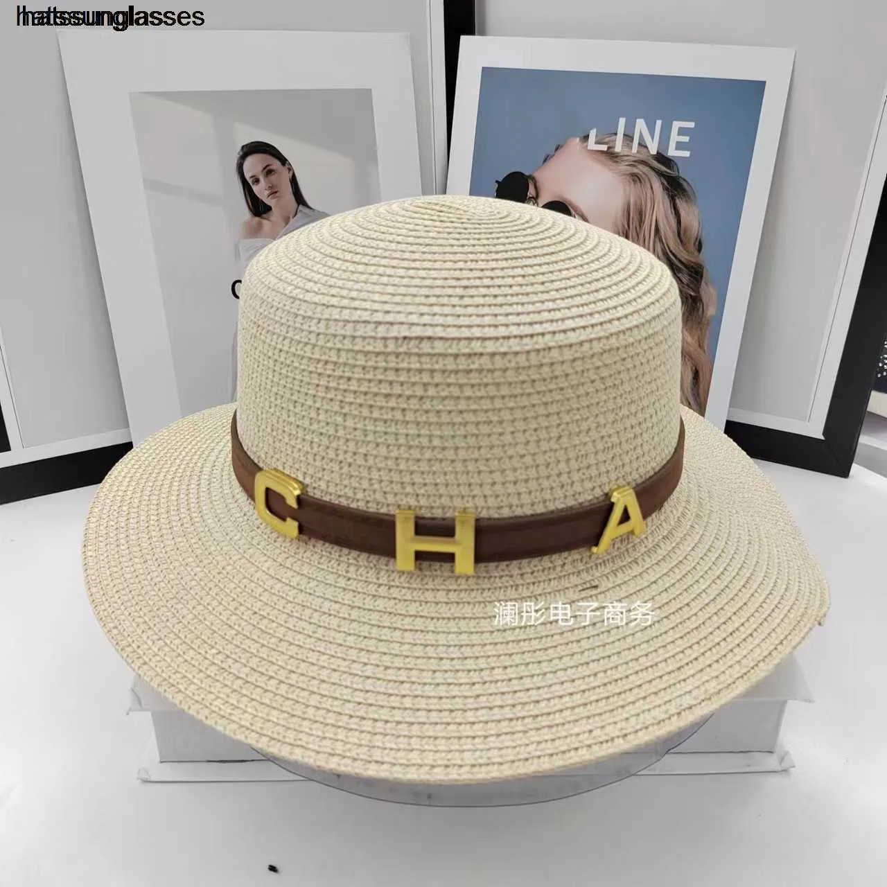 Chapeau Femmes Français Plage Parasol Chapeau Chapeau De Paille Nouveau Haute Qualité Élégant Et À La Mode Herbe Tricoté Cadeau Chapeau Plat Haut Grand Avant-toit Protection Solaire