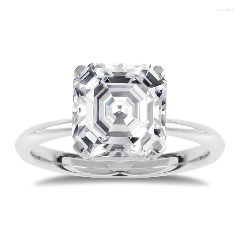 Cluster Rings CVD HPHT ASSCHER LAB GROWM DIAMOND RING 3CT D VS1 18K GULD SMEEXKE ENGAMENT bröllop MS-238