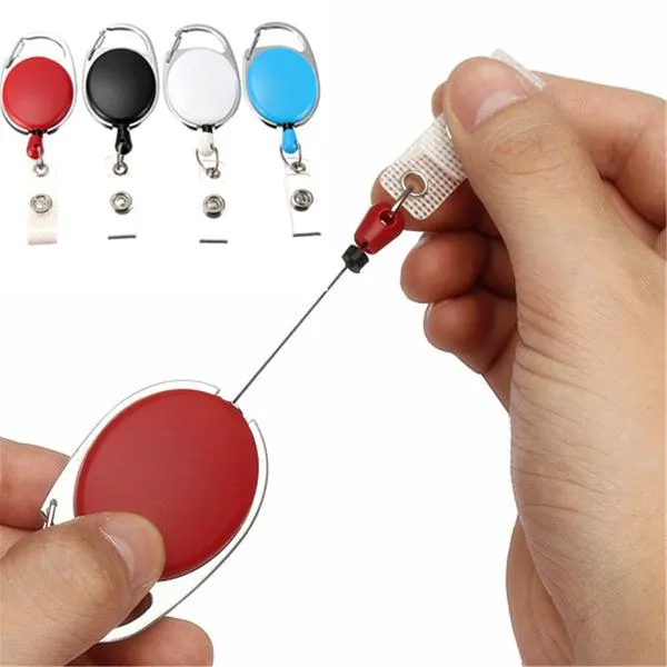 Kitchen Faucets Retractable Reel Keyring Clip Carabiner Recoil Key Ring Chain ID Card Holder