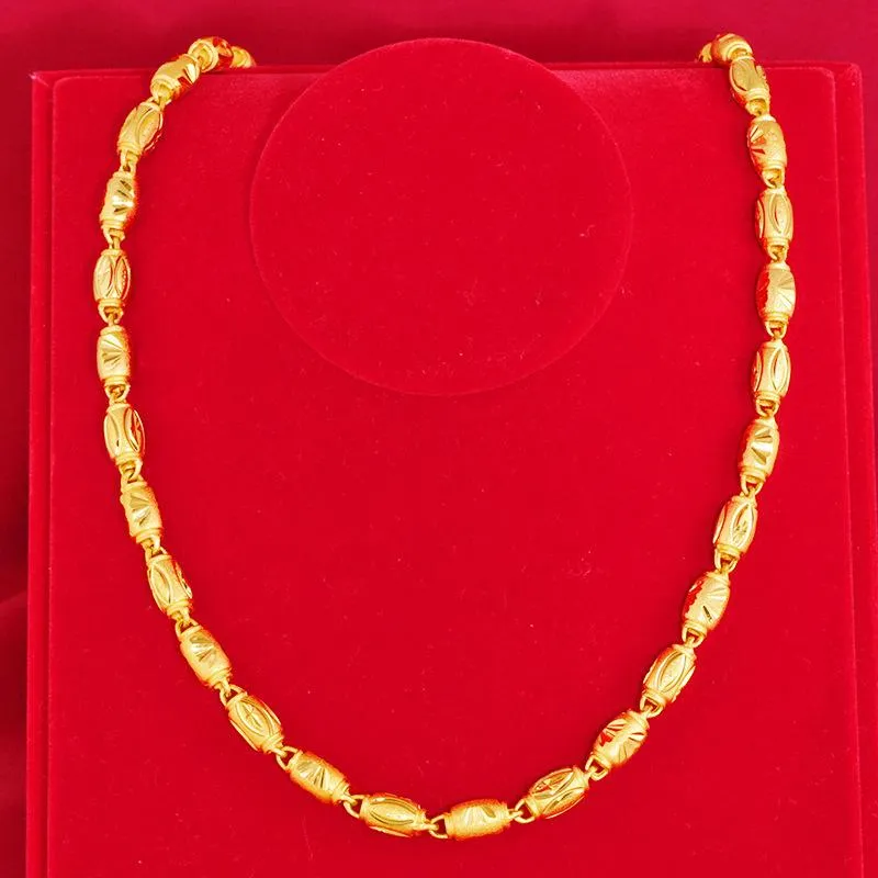 Ожерелья из 22-каратного золота, ожерелье для мужчин и женщин, изысканное украшение, не выцветает, ошейники для вечеринок в стиле хип-хоп, ювелирные изделия Naszyjnik, золотые ожерелья, подарок унисекс