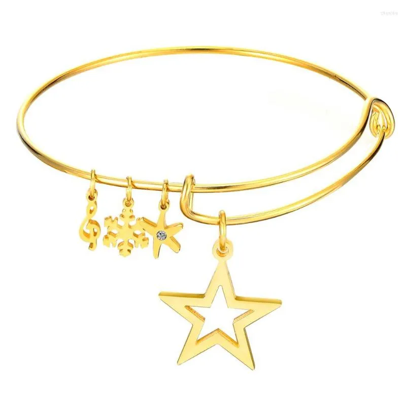 Bracelet LUXUKISSKIDS En Acier Inoxydable 316L Creux Étoile Pendentif De Mariée Vintage Accessoires Or / Acier Femme Bracelets Partie En Gros Cadeau