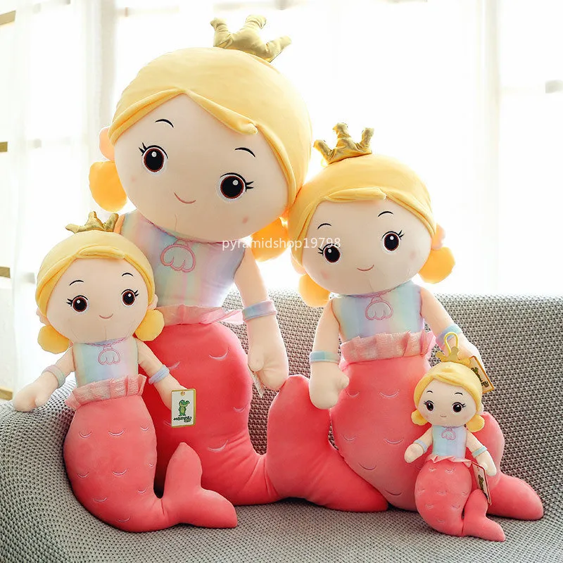 30cm/40cm Mermaid Princess Cartoon Beautiful Crown Mermaid Plush Toy Stuffed Little Mermaid Doll Girl Home Decoration Girls Birthday GiftsPillow Birthday Gifts