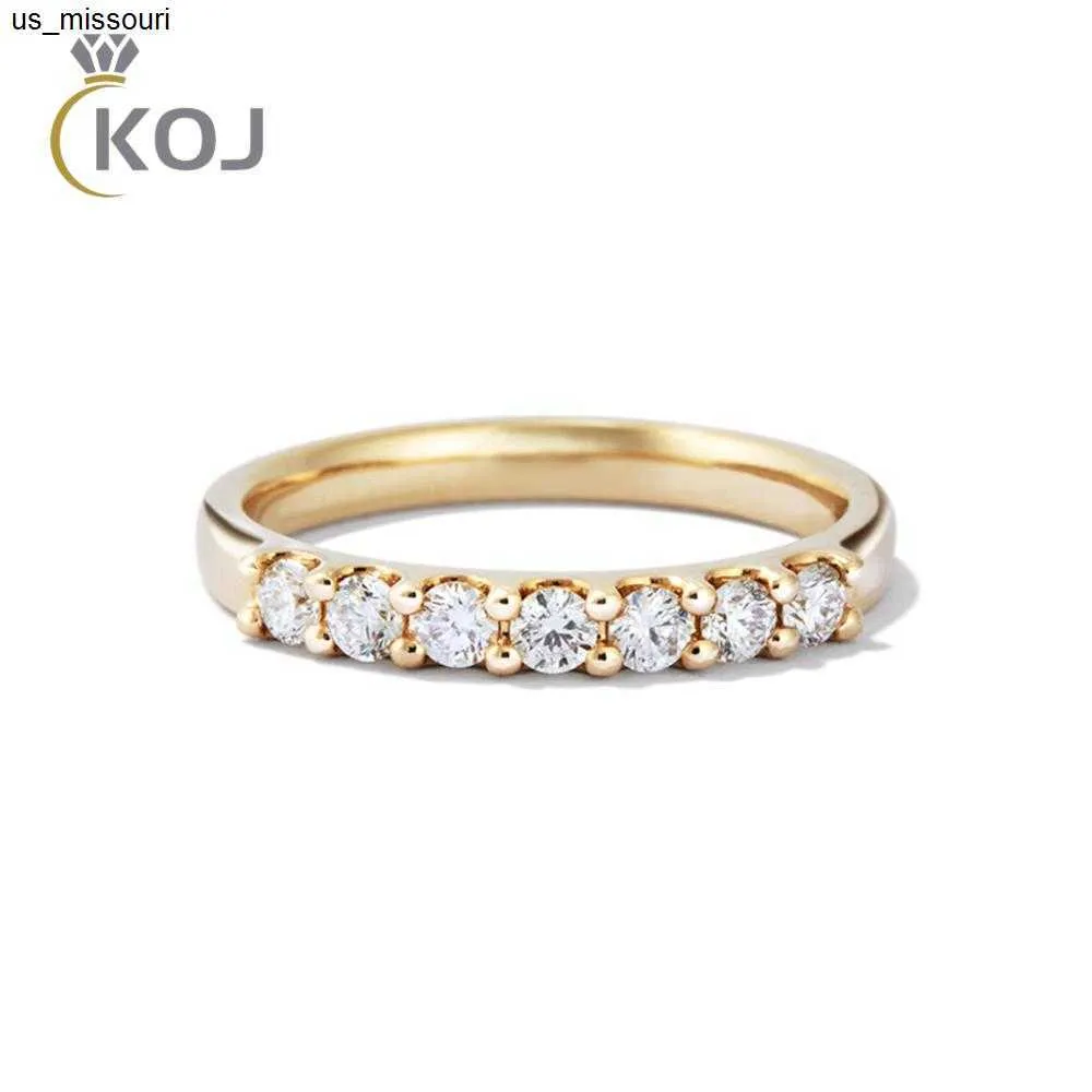 Bandringe KOJ Moissanit-Ring 25 mm Gold Halbe Ewigkeit Blasenringe für Frauen Schmuck Hochzeit Diamant-Verlobungsband Moissanit-Schmuck J230522