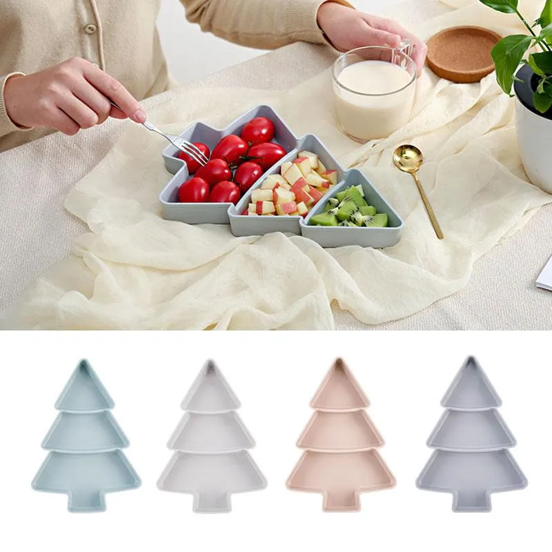 Piatti a forma di albero di Natale Caramelle Noci Frutta secca Piatto di plastica Vassoio da portata per dessert Piatti per la colazione Insalatiera di frutta Stoviglie